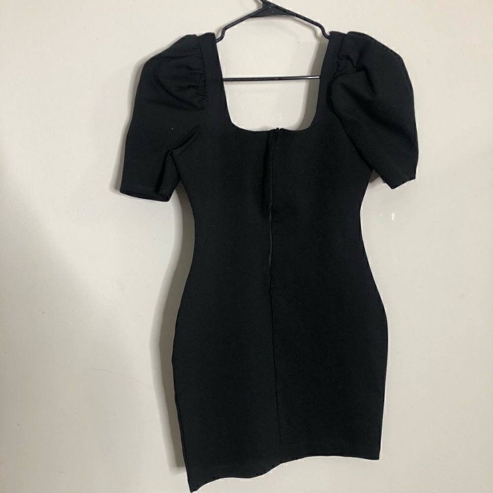 Puff Sleeve Square Neck Bodycon Mini Dress - Picture 7 of 11